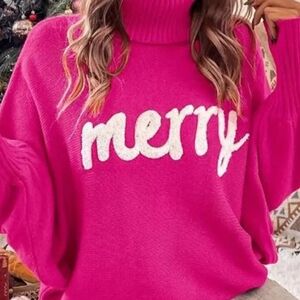 Pink 'Merry' Turtleneck Sweater